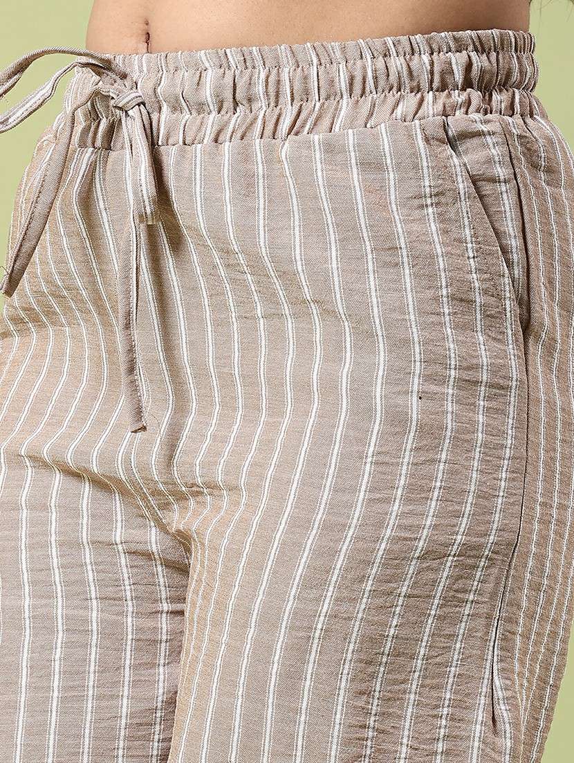 women striped mid rise straight palazzo - 22312098 -  Standard Image - 1