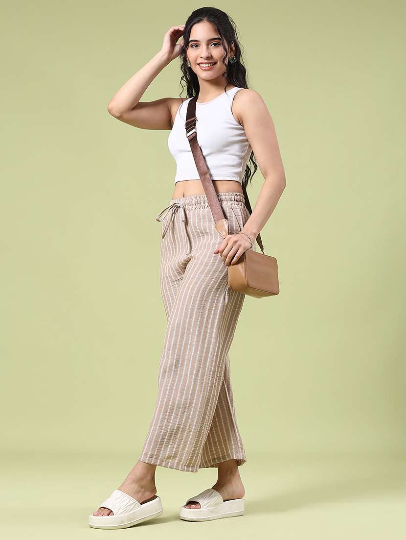 women striped mid rise straight palazzo - 22312098 -  Standard Image - 4