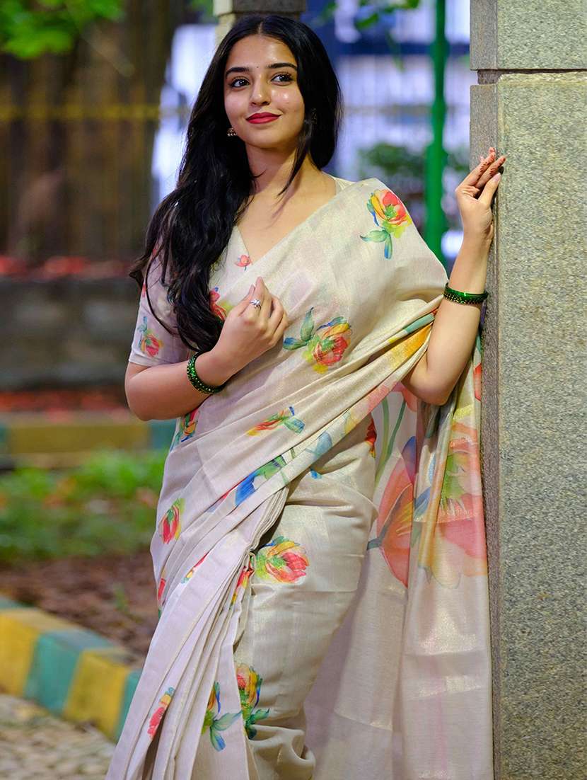 women floral printed saree with blouse - 22312152 -  Standard Image - 1