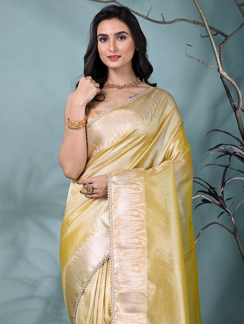 women solid with bordered saree with blouse - 22312729 -  Standard Image - 4