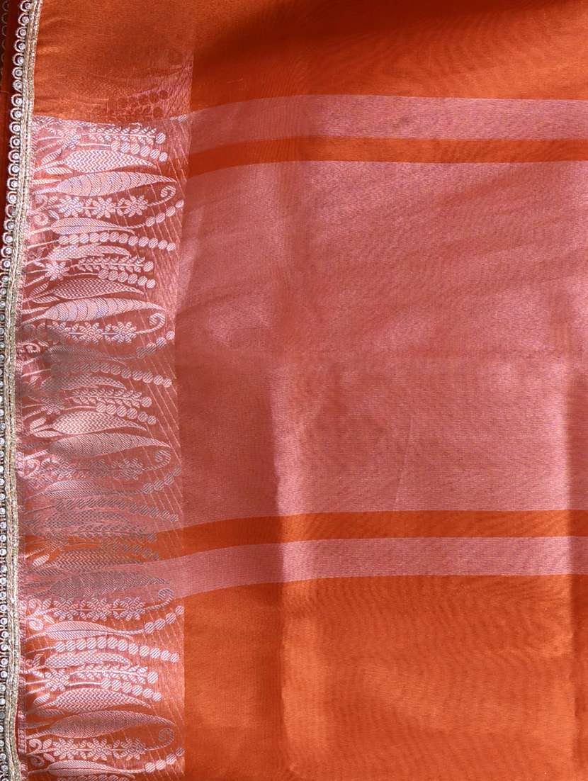 women solid with bordered saree with blouse - 22312730 -  Standard Image - 6