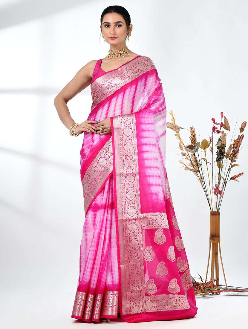 women tie & dye printed saree with blouse - 22312745 -  Standard Image - 1