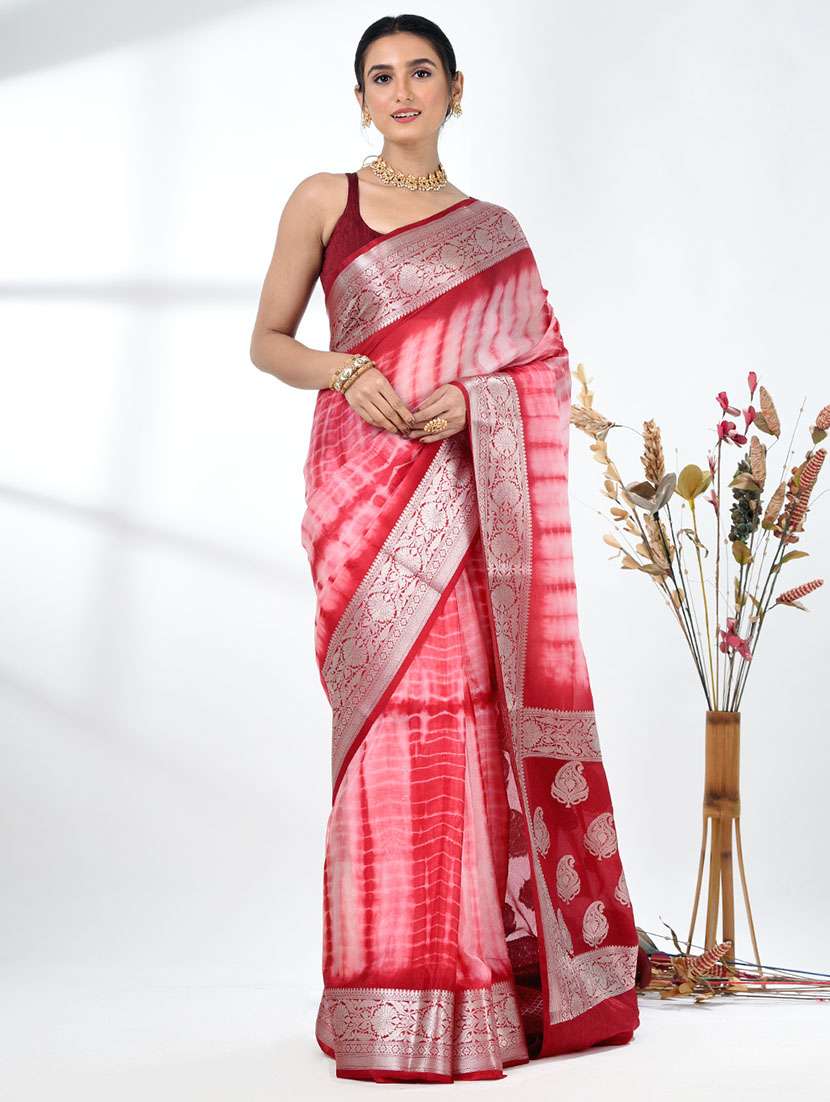 women tie & dye printed saree with blouse - 22312747 -  Standard Image - 1