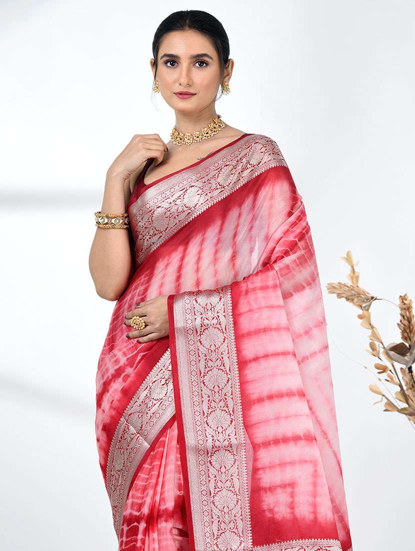 women tie & dye printed saree with blouse - 22312747 -  Standard Image - 4