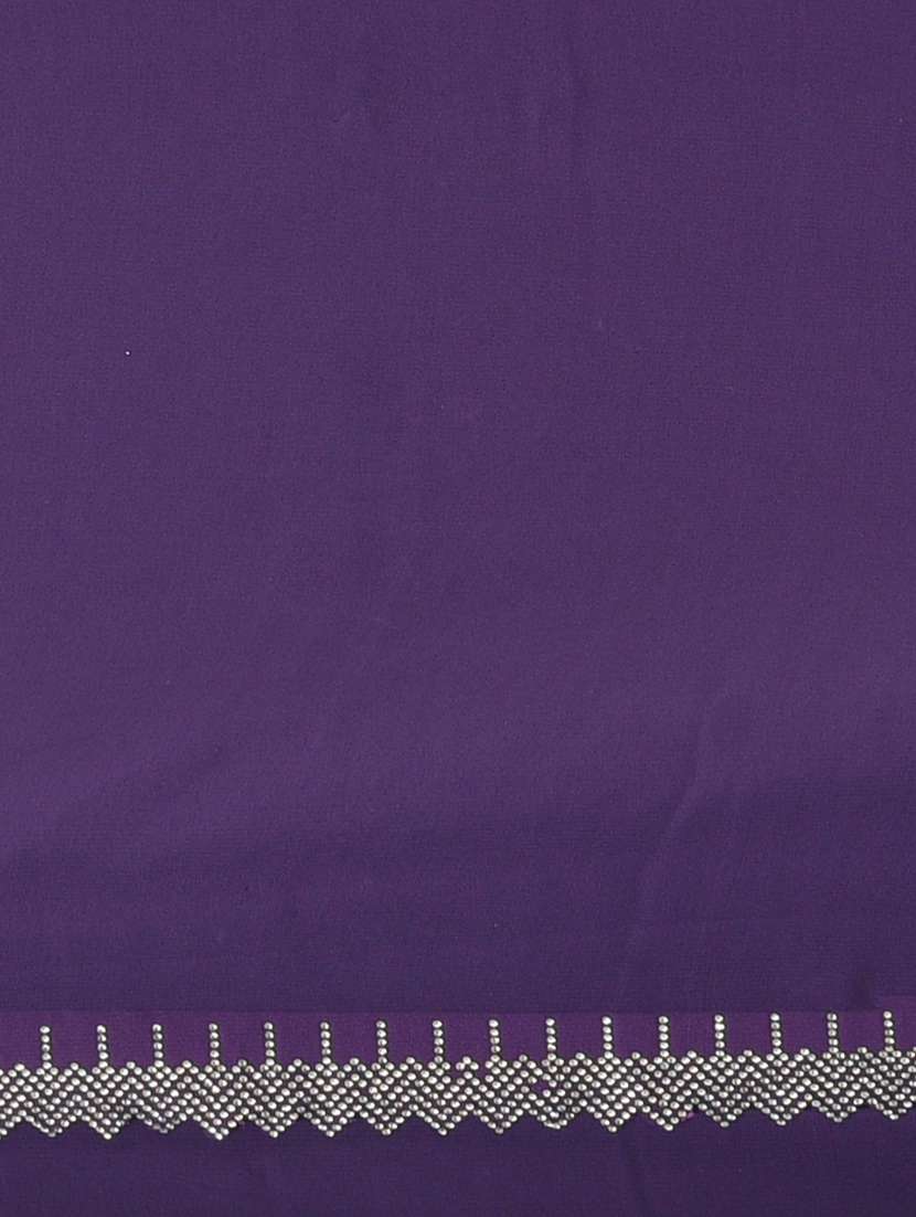 women solid with embellished bordered saree with blouse - 22312777 -  Standard Image - 6