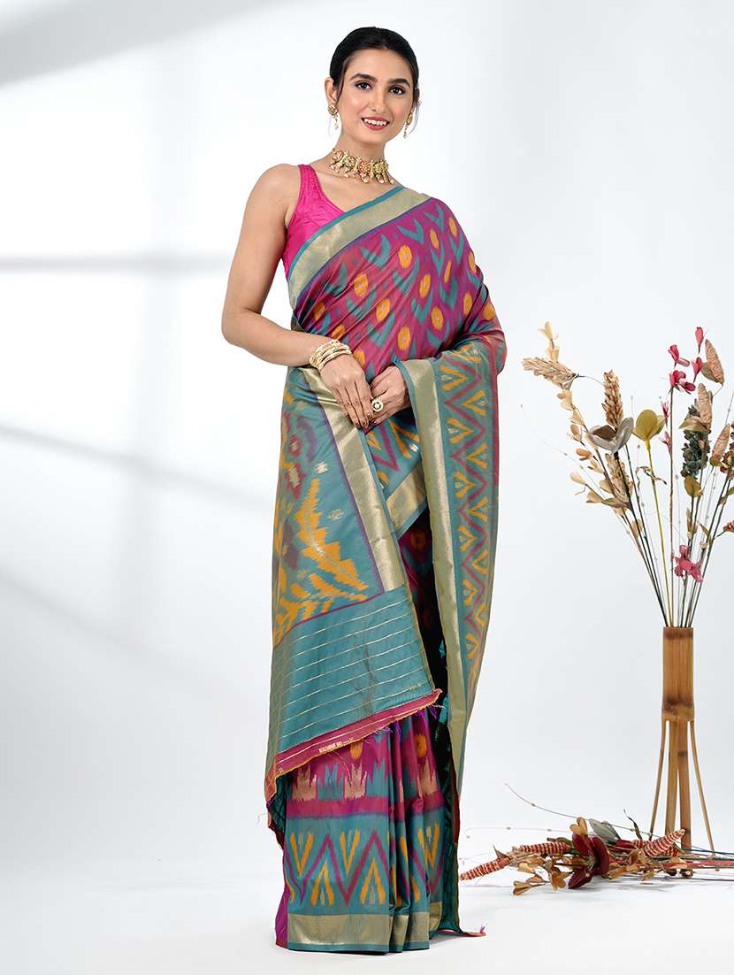 women ikat pochampalli saree with blouse - 22312797 -  Standard Image - 1