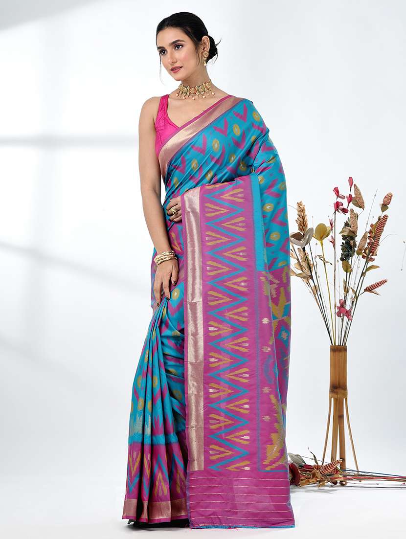 women ikat pochampalli saree with blouse - 22312798 -  Standard Image - 1