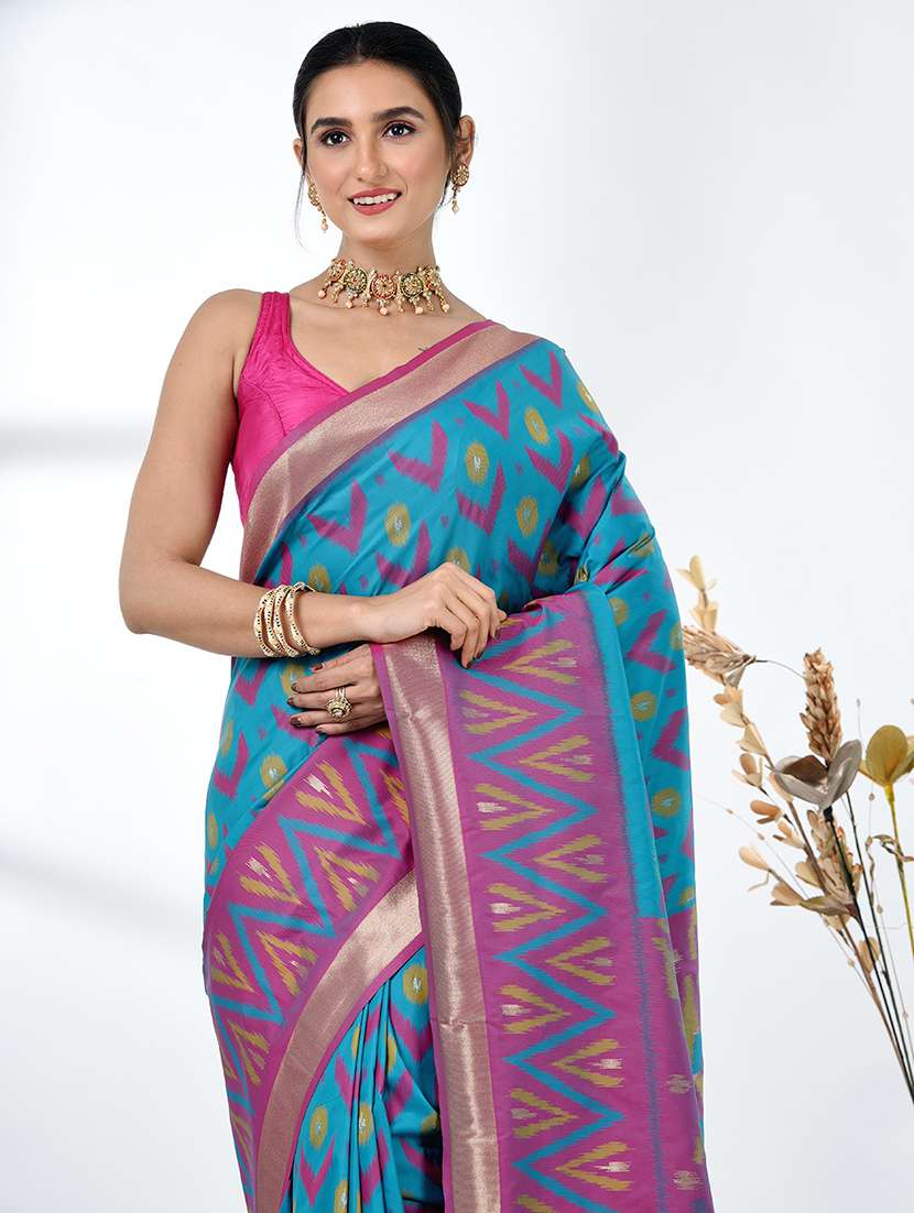 women ikat pochampalli saree with blouse - 22312798 -  Standard Image - 4