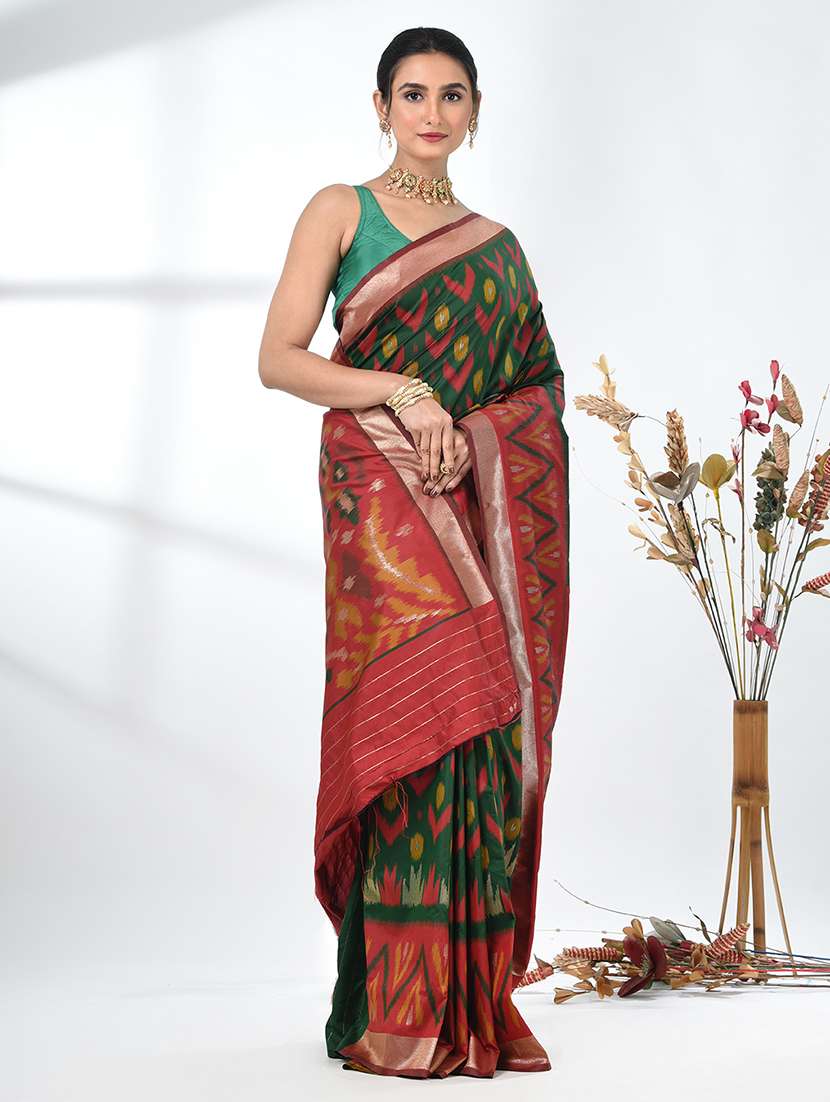 women ikat pochampalli saree with blouse - 22312799 -  Standard Image - 1