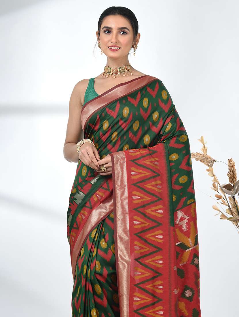 women ikat pochampalli saree with blouse - 22312799 -  Standard Image - 4