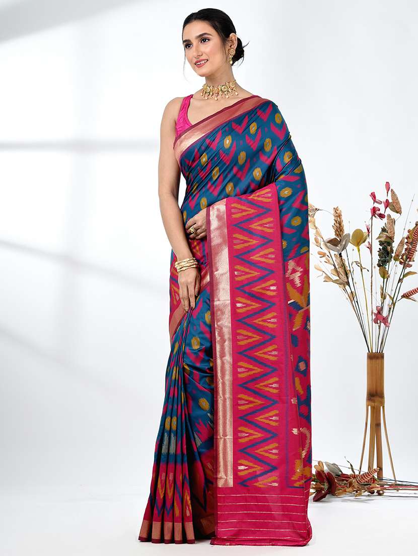 women ikat pochampalli saree with blouse - 22312800 -  Standard Image - 1