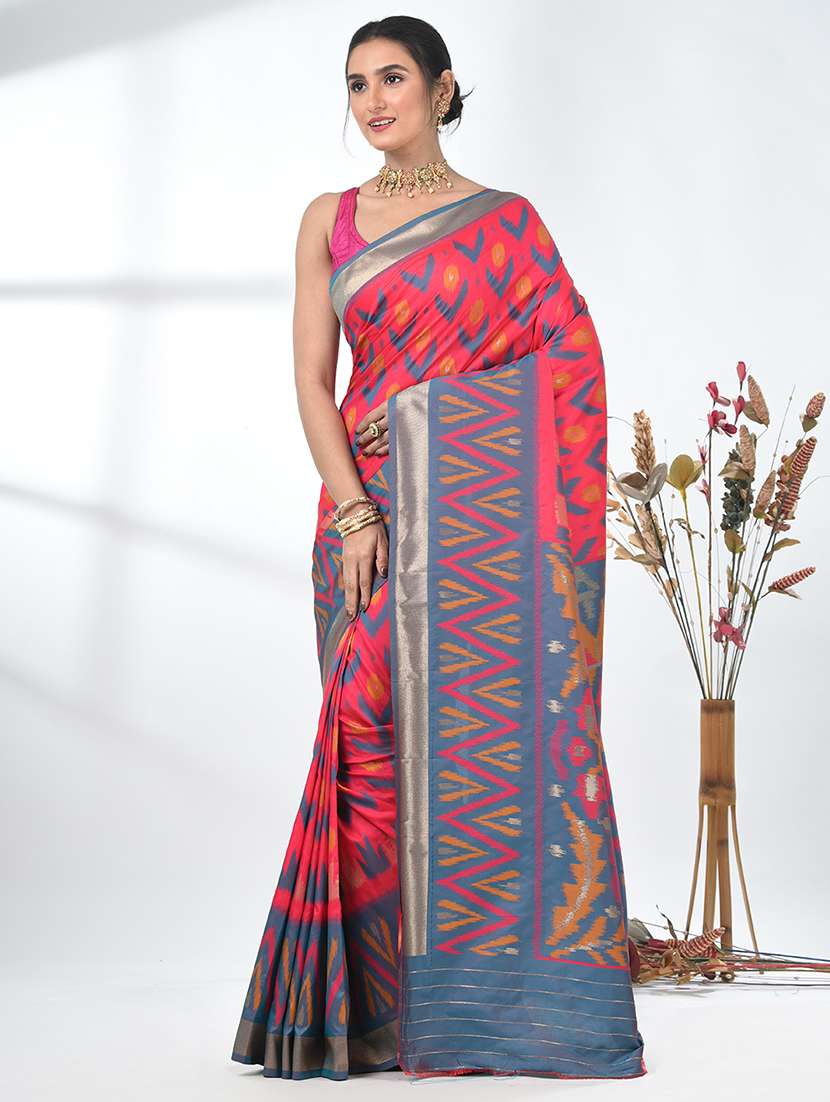 women ikat pochampalli saree with blouse - 22312804 -  Standard Image - 1