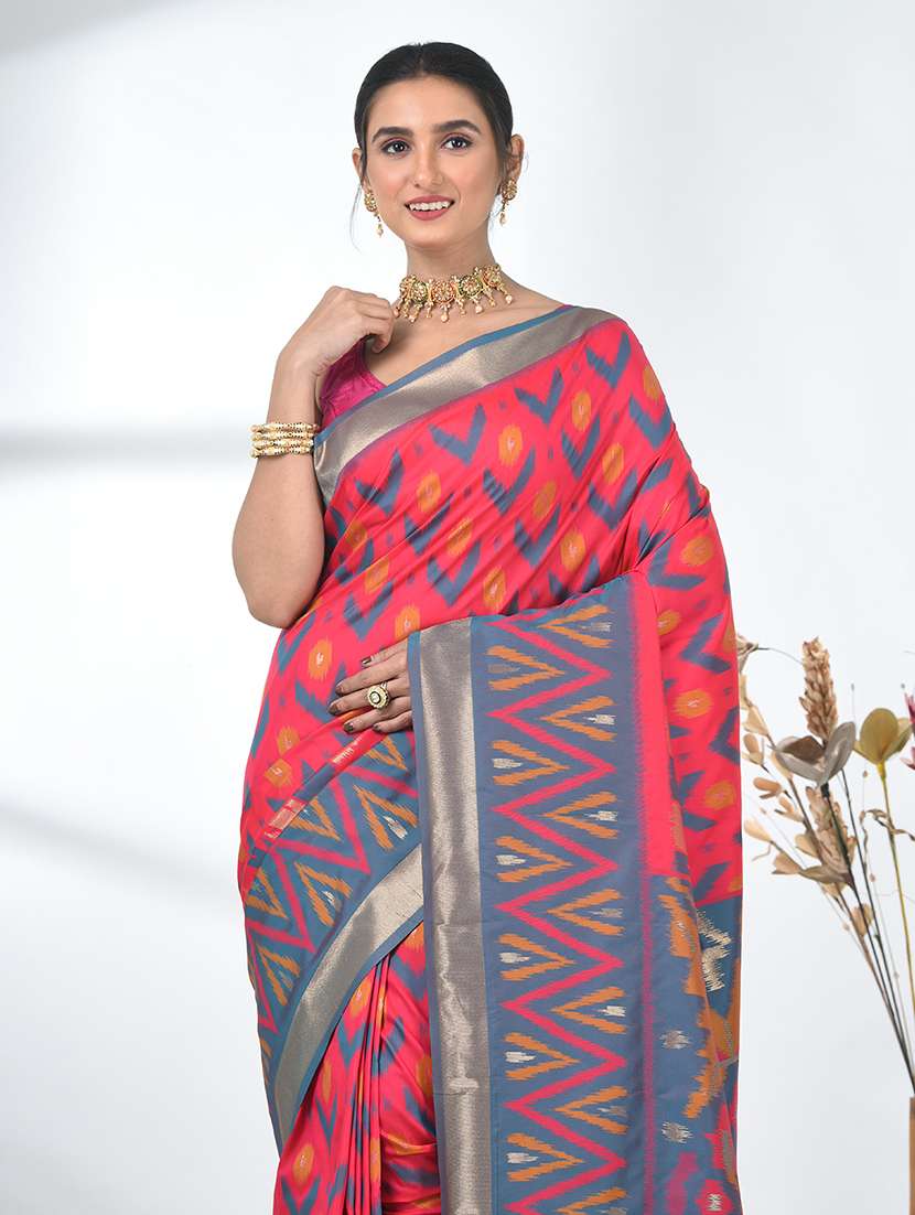 women ikat pochampalli saree with blouse - 22312804 -  Standard Image - 4