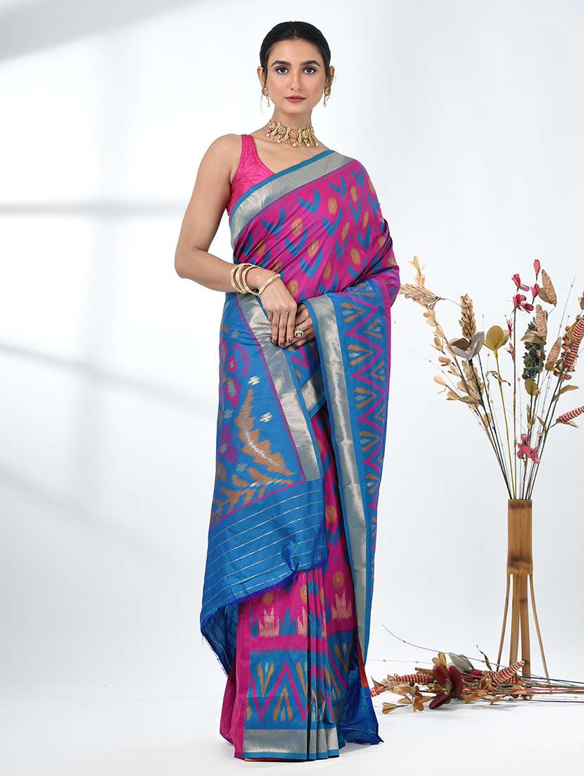 women ikat pochampalli saree with blouse - 22312805 -  Standard Image - 1