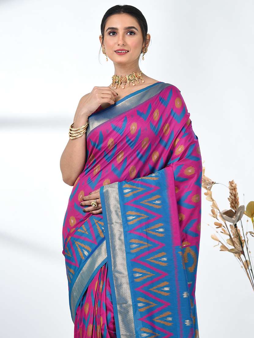 women ikat pochampalli saree with blouse - 22312805 -  Standard Image - 4