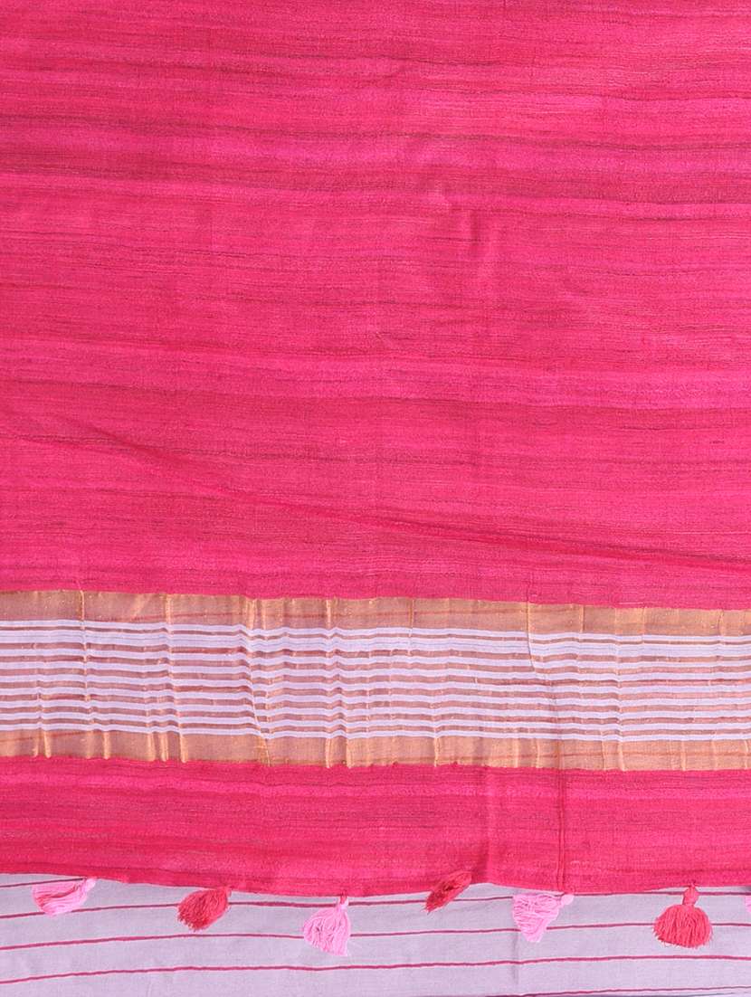 women solid with bordered saree with blouse - 22312827 -  Standard Image - 6