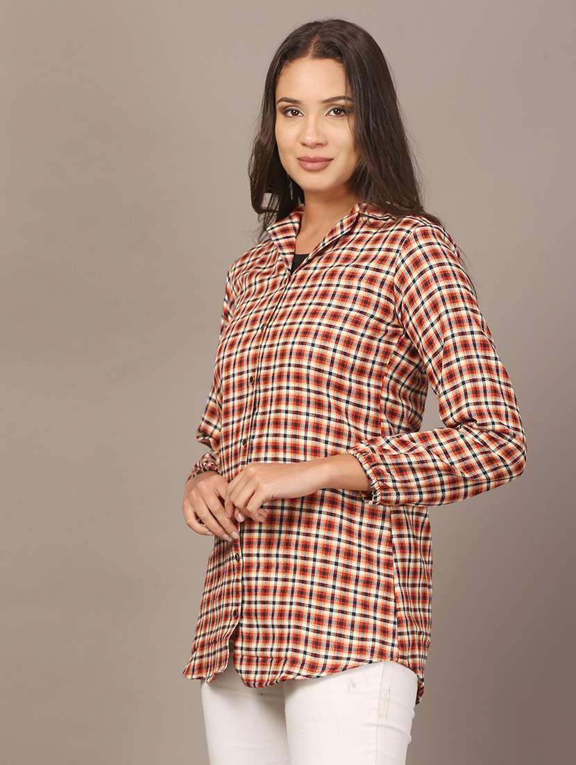women checkered collared long sleeve shirt - 22312843 -  Standard Image - 1