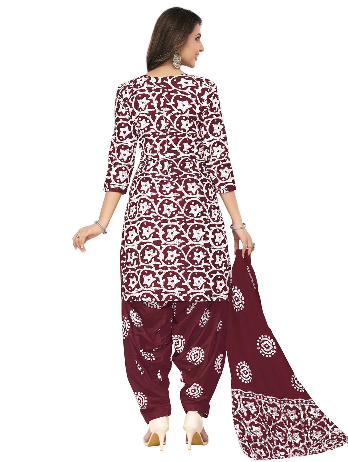 women printed three quarter sleeve kurta salwar with dupatta set - 22312869 -  Standard Image - 1