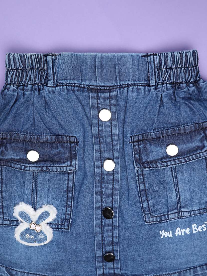 girls solid denim top and short set - 22313245 -  Standard Image - 4