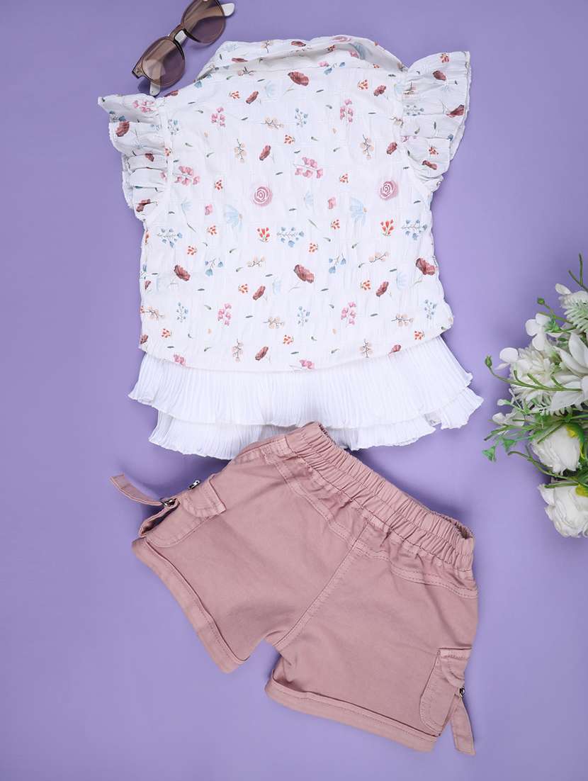 girls printed top and short set - 22313255 -  Standard Image - 1