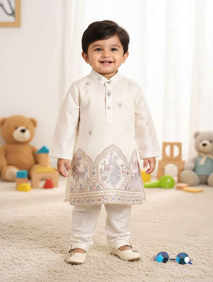off white polyester kurta sets kurtas & set