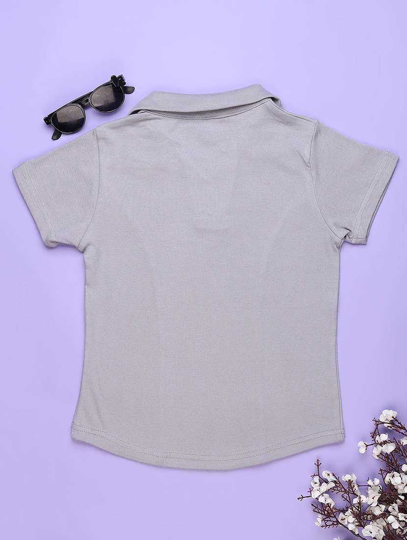 girls solid short sleeve polo t-shirt - 22313377 -  Standard Image - 1