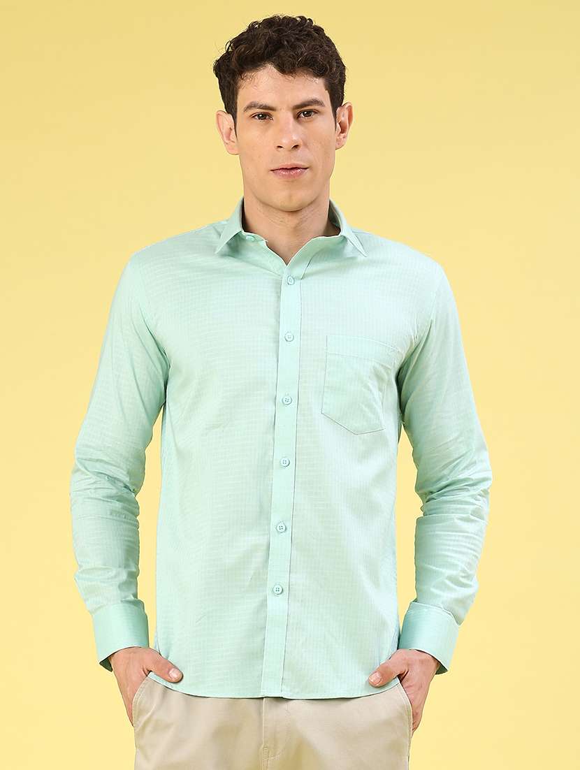 men checkered long sleeve slim fit casual shirt