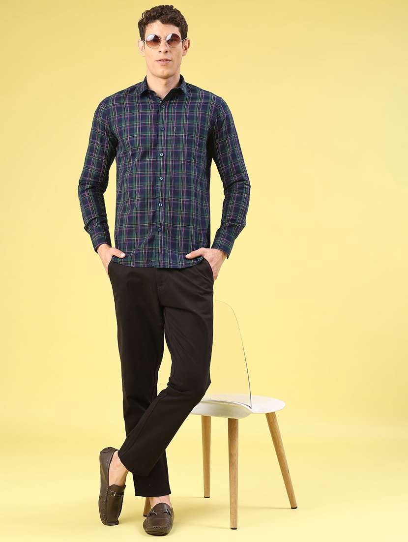 Men Checkered Long Sleeve Slim Fit Casual Shirt - 22313479 -  Standard Image - 4