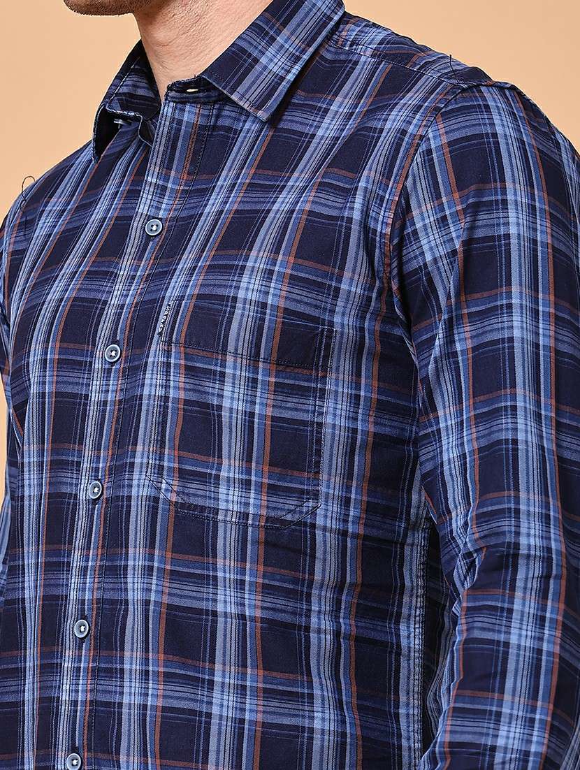 men checkered long sleeve slim fit casual shirt - 22313480 -  Standard Image - 1