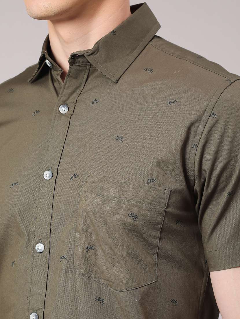 green cotton casual shirt - 22313494 -  Standard Image - 1