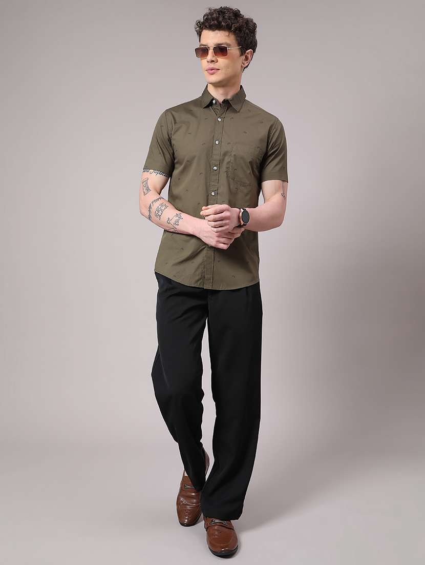green cotton casual shirt - 22313494 -  Standard Image - 4