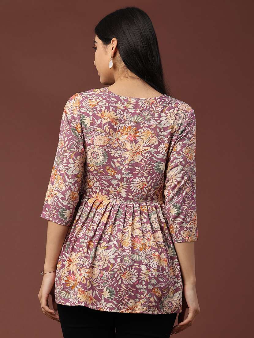 women printed three quarter sleeve flared kurti - 22313544 -  Standard Image - 4