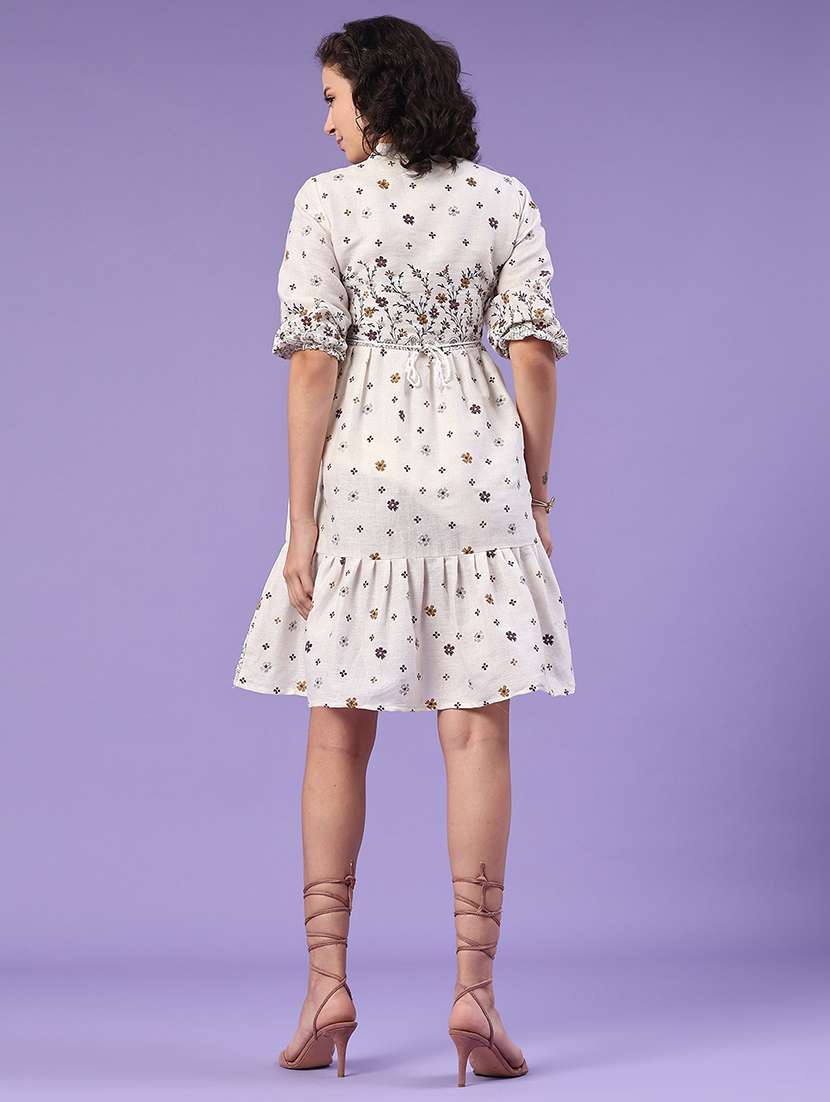 women printed v neck tiered dress - 22313639 -  Standard Image - 4