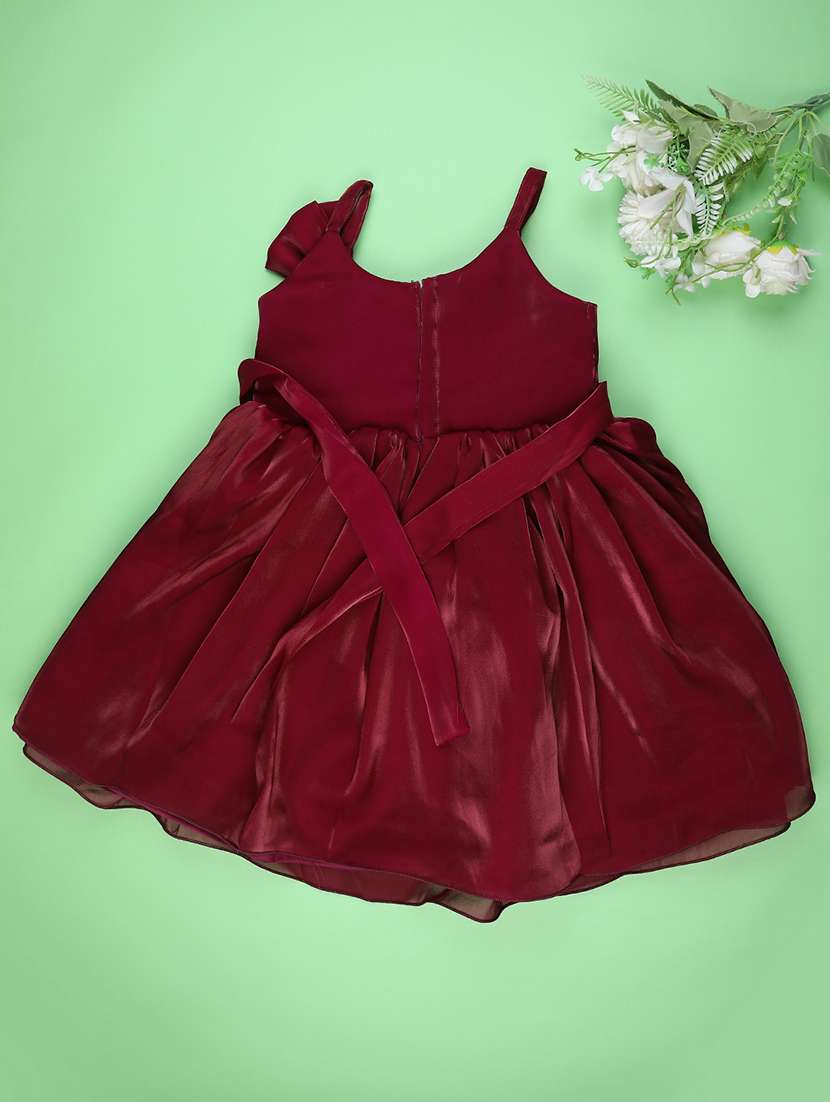 Girls Self Designed Sleeveless Flared Frock - 22313654 -  Standard Image - 1