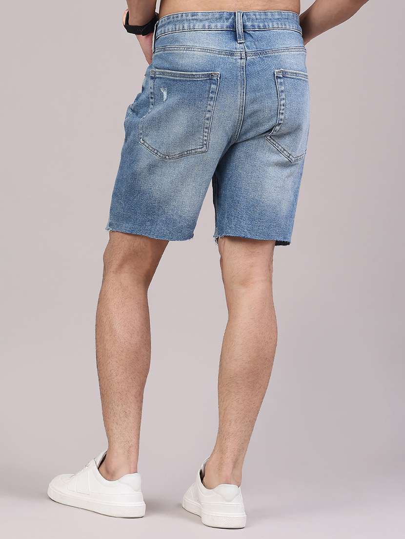Men Distress Mid Rise Regular Fit Denim Shorts - 22313659 -  Standard Image - 4