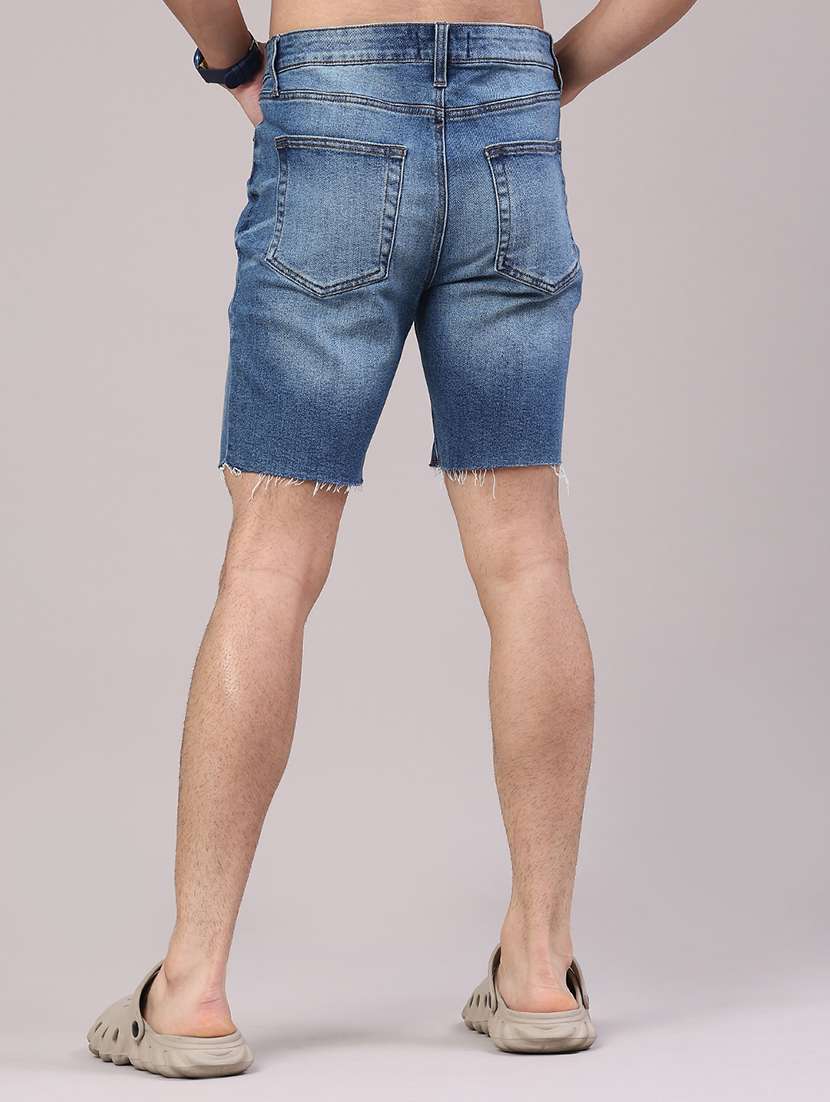 men washed mid rise regular fit denim shorts - 22313660 -  Standard Image - 4