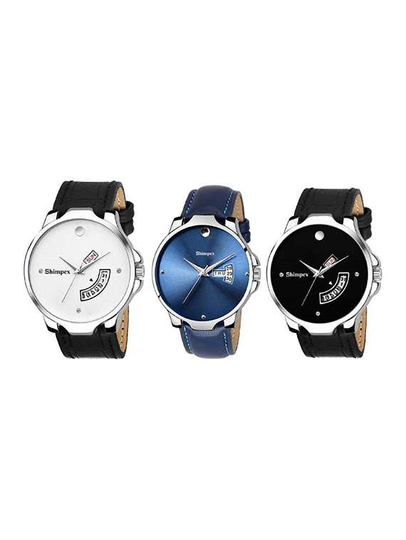 classic edge analog watch set of 3