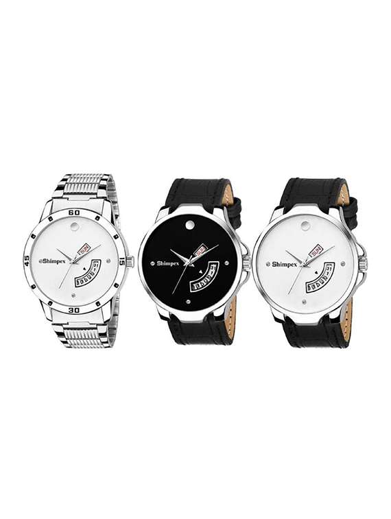  classic edge analog watch set of 3