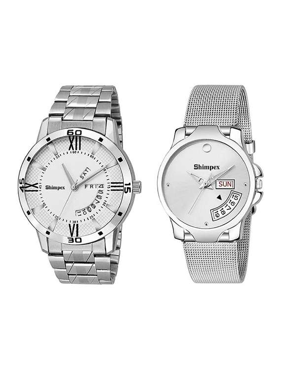  classic edge analog watch set of 2