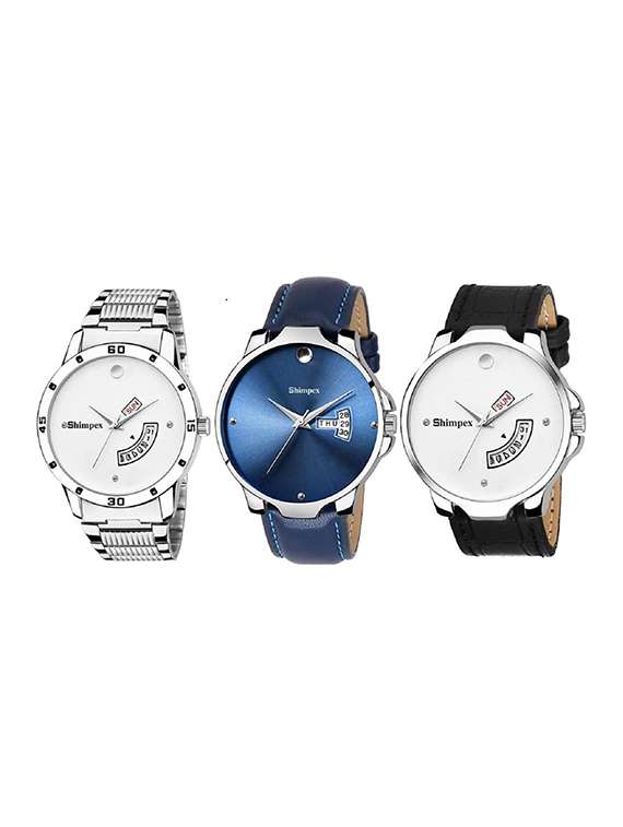  classic edge analog watch combo