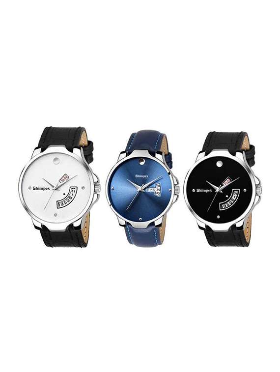 men pack of 3 classic edge analog watch 