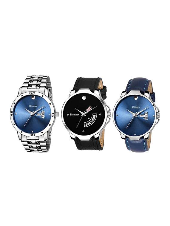 men pack of 3 classic edge analog watch 