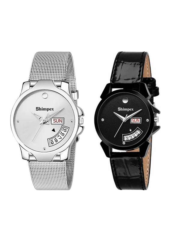 classic edge analog watch set of 2 