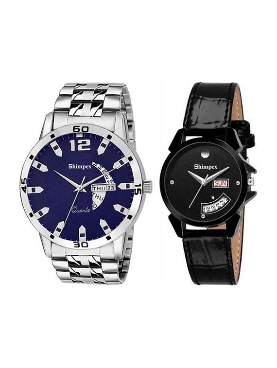 classic edge analog watch set of 2 