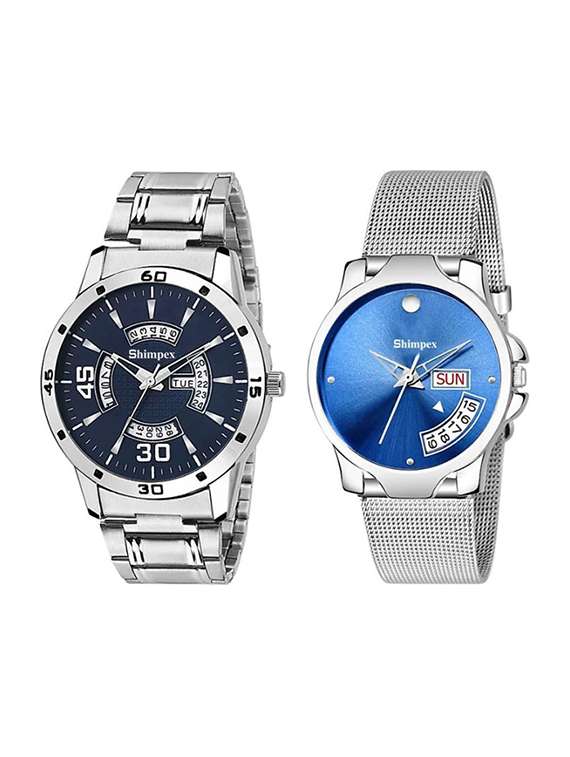 classic edge analog watch set of 2 