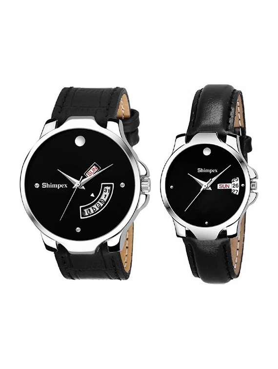 classic edge analog watch set of 2 