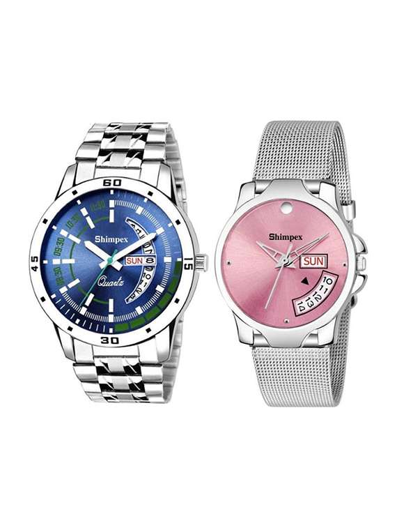 classic edge analog watch set of 2 