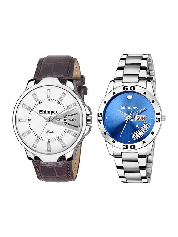 classic edge analog watch set of 2 