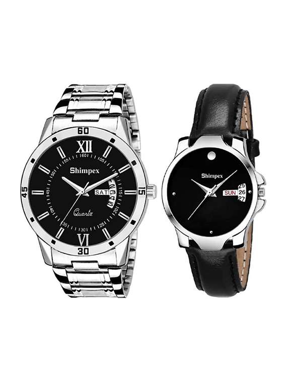 classic edge analog watch set of 2 