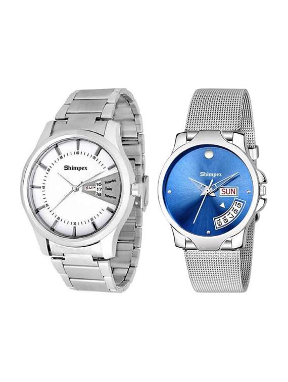 classic edge analog watch set of 2 